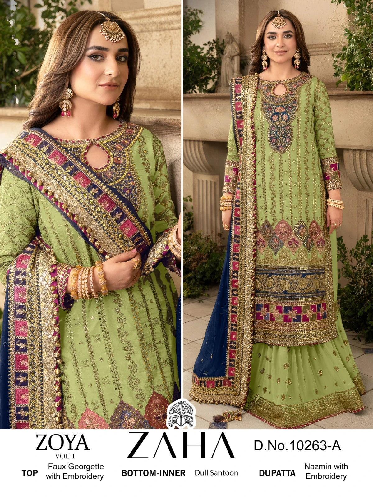 Zaha Zoya Vol 1 Faux Georgette Wholesale Pakistani Salwar Suit Catalog — Wholesale Salwar Suits, MPA wholesale from Surat - Gallery Image 7